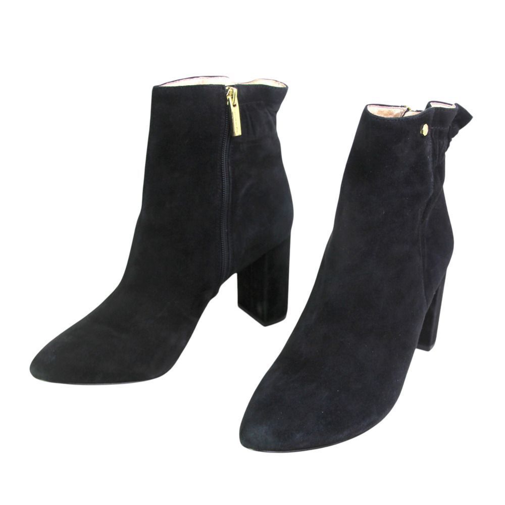 Louise et Cie BLACK REAL LEATHER SUEDE HIGH HEEL POINTED ZIP ANKLE BOOTS Sz 10M - Picture 3 of 15